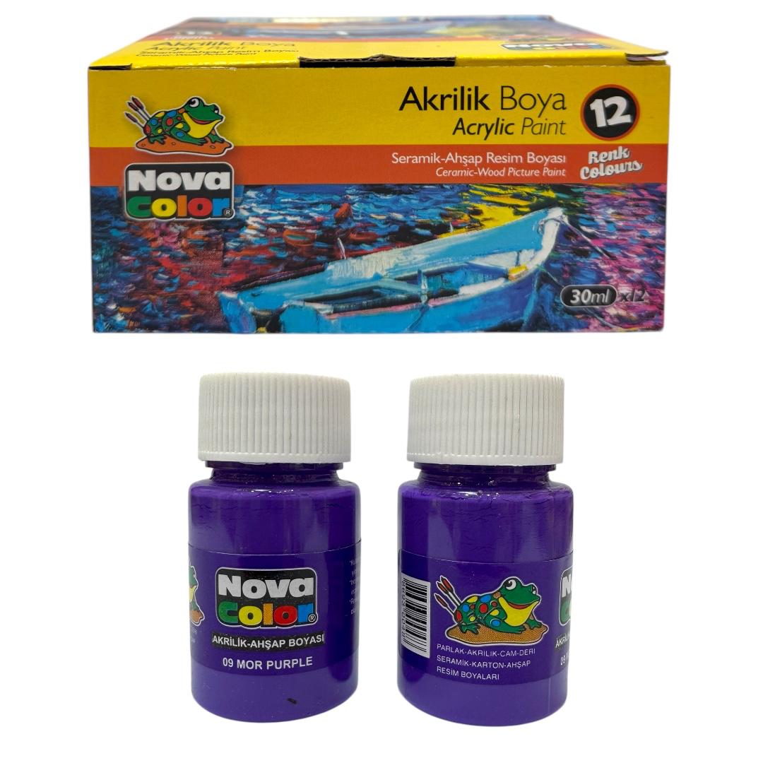 NOVA COLOR AKRİLİK BOYA MOR RENK 12'Lİ PAKET